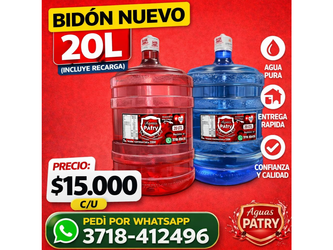 BIDON COMPLETO 20L (incluye recarga mas bidon)