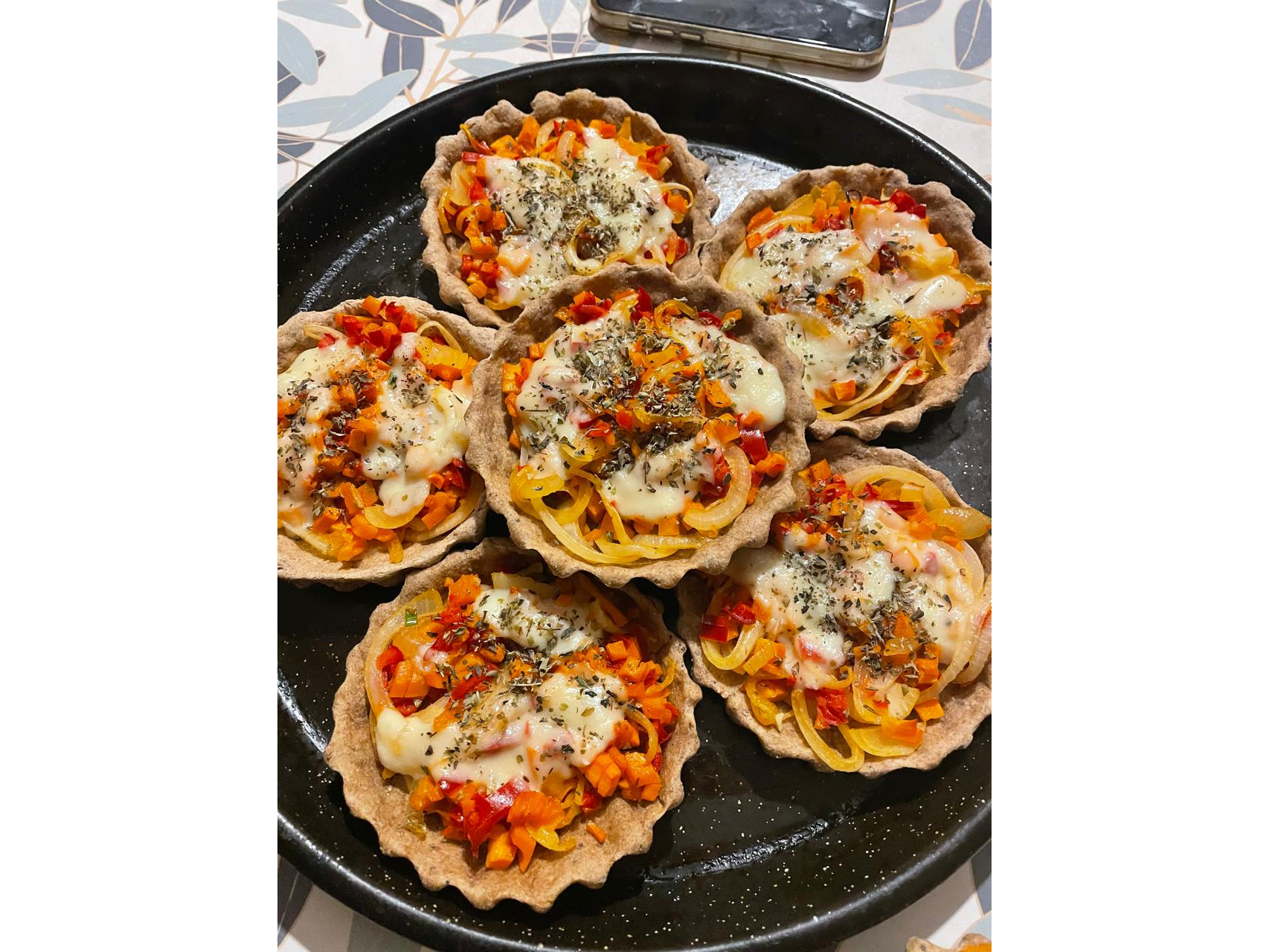 Tartas integrales con salteado de verduras