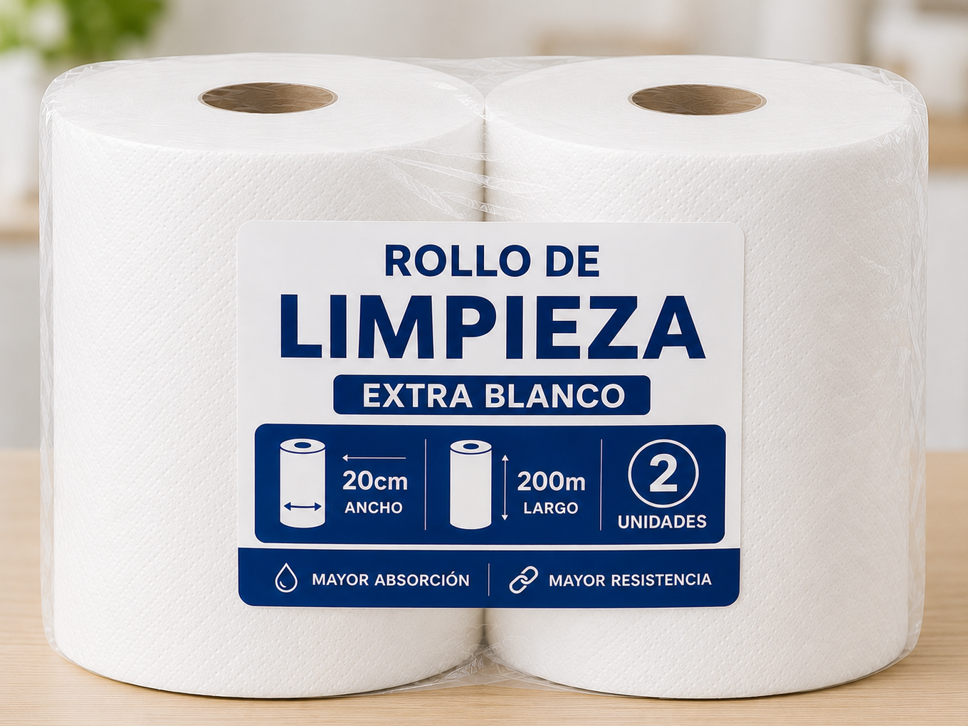 Rollo de limpieza Extra Blanco 20cm 200m x 2unid