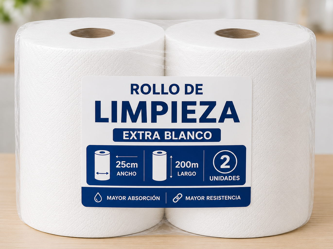 Rollo de limpieza Extra Blanco 25cm 200m x 2unid