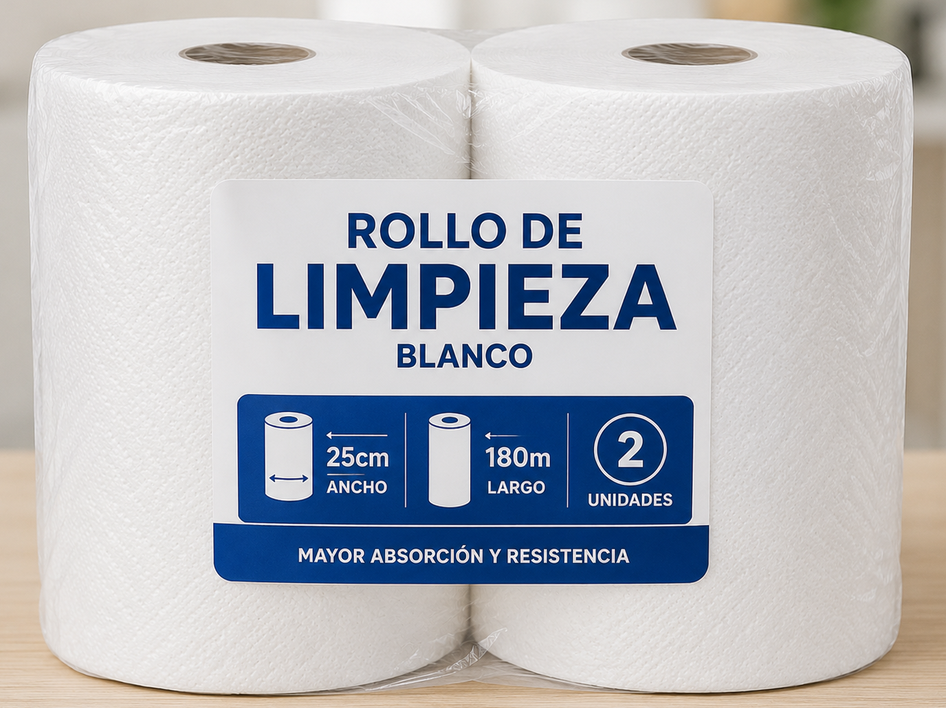 Rollo de Limpieza  Blanco 25cm 180m x 2uni