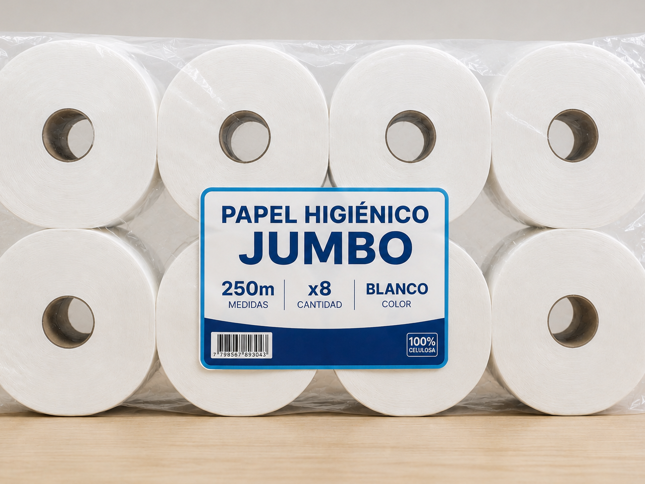 Papel Higiénico de 250m x8uni Blanco