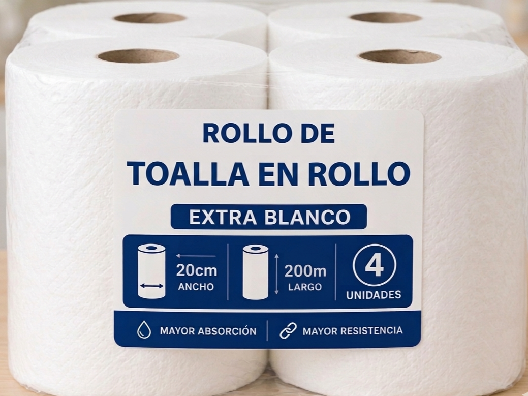 Toalla en Rollo 200m x4unid