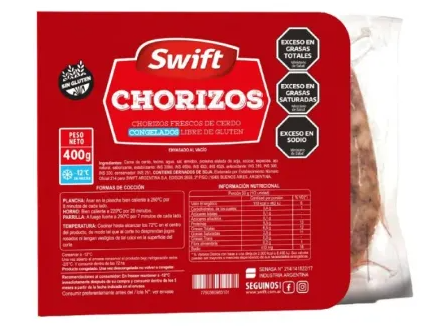 Chorizo de cerdo congelado x400g - Swift