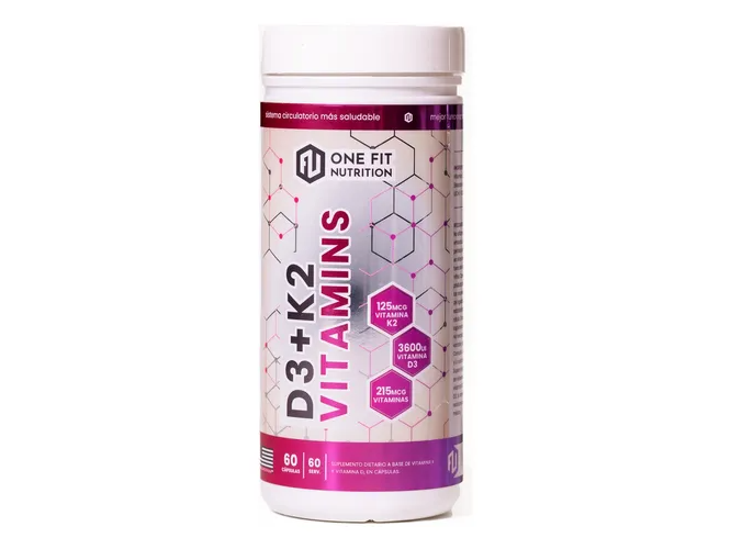 Vitamina D3 + K2 60 Caps One Fit (Cada 12 u, 1 Gratis. 13 U total)