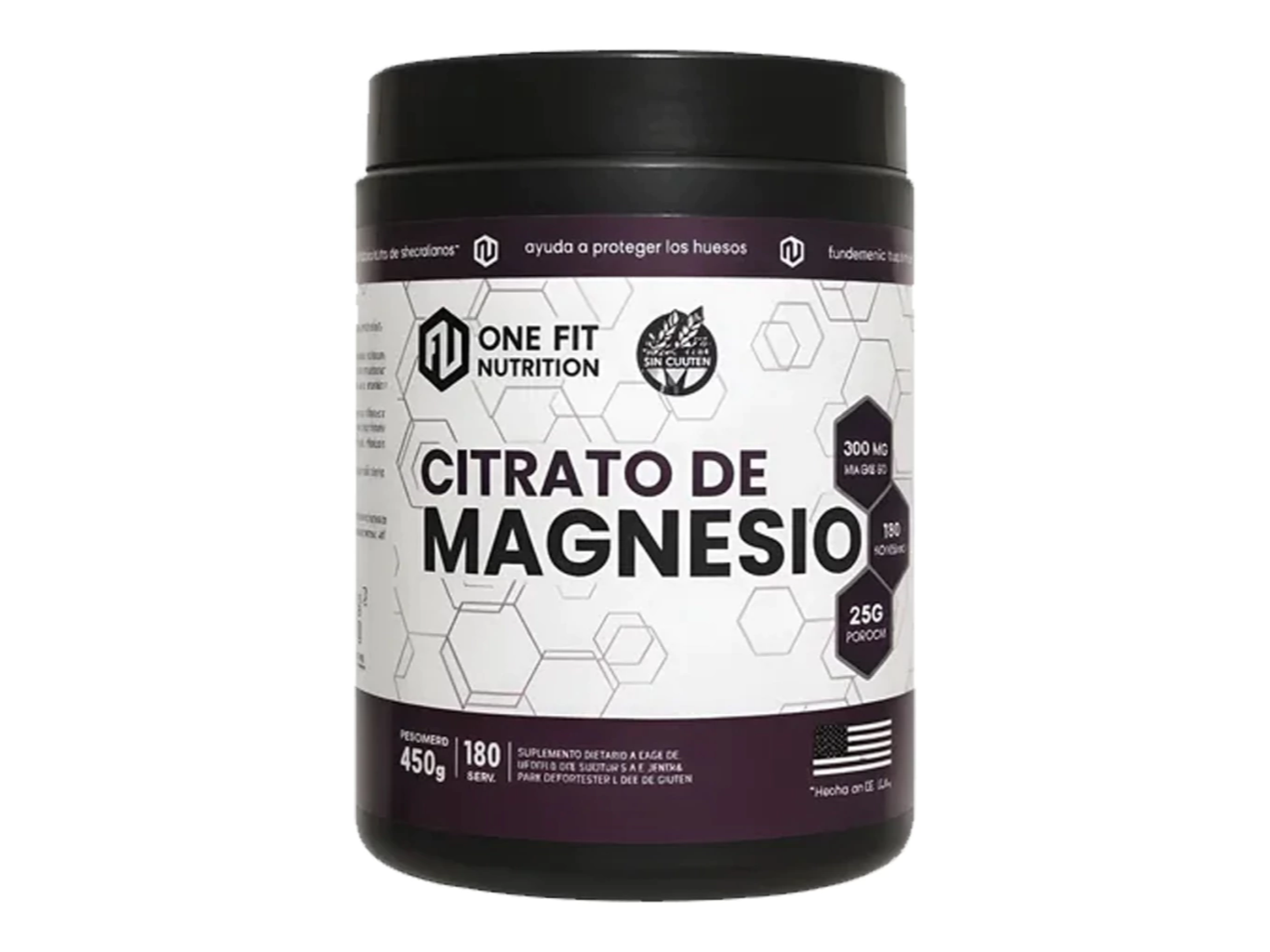 Citrato de Magnesio 450 Grs One Fit (Cada 12 u, 1 Gratis. 13 u total) de Black Supplements