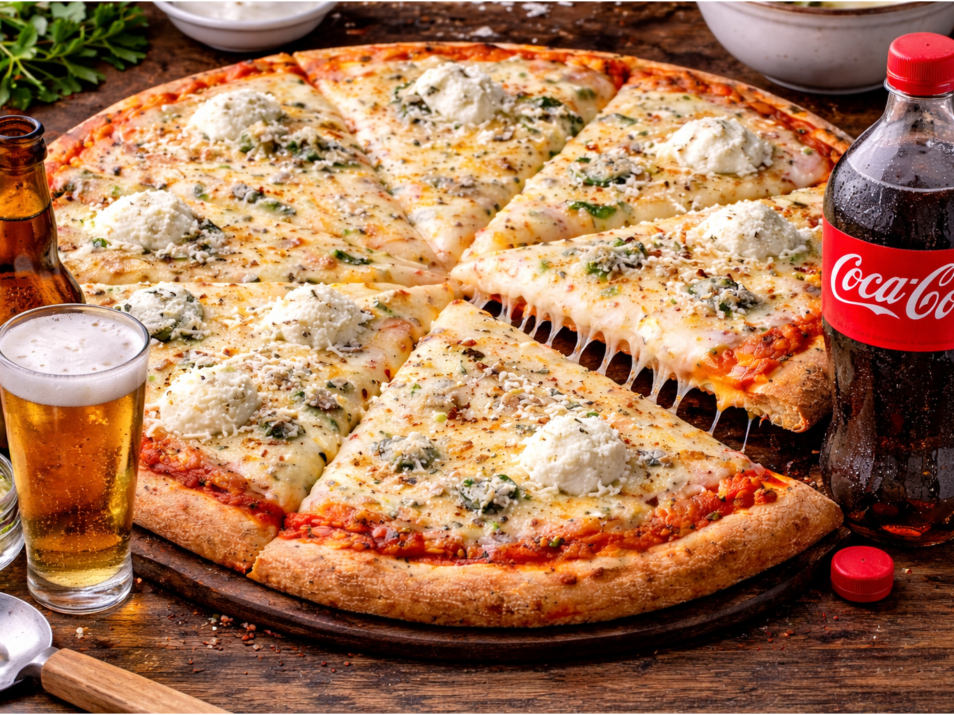 4 Quesos + Gaseosa o Cerveza