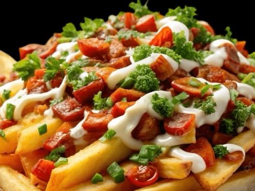 Papas cheddar bacon y verdeo