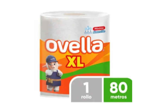 Toalla de Papel Ovella XL, 80 mts ,doble hoja