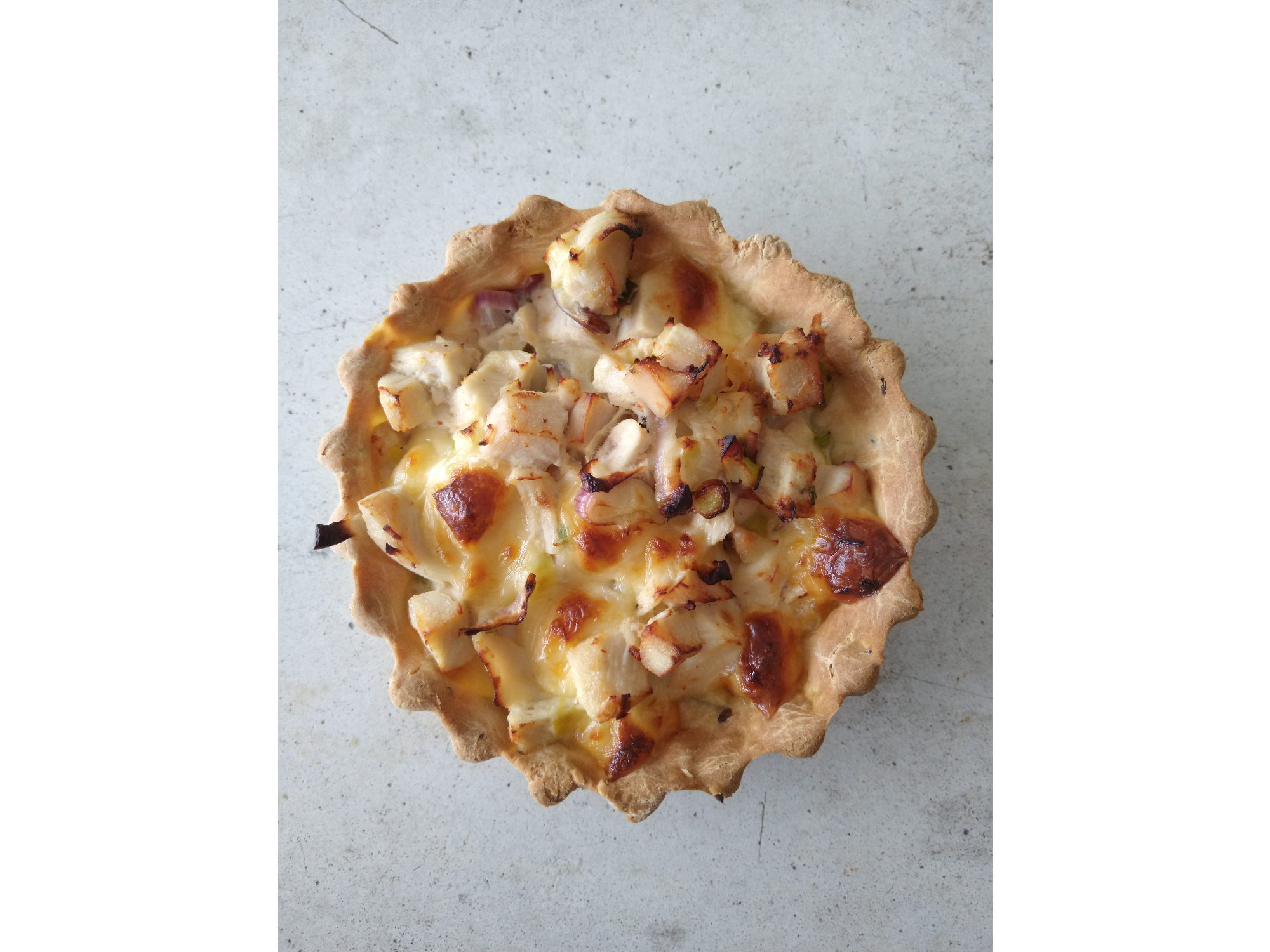 Tarta de pollo y puerro