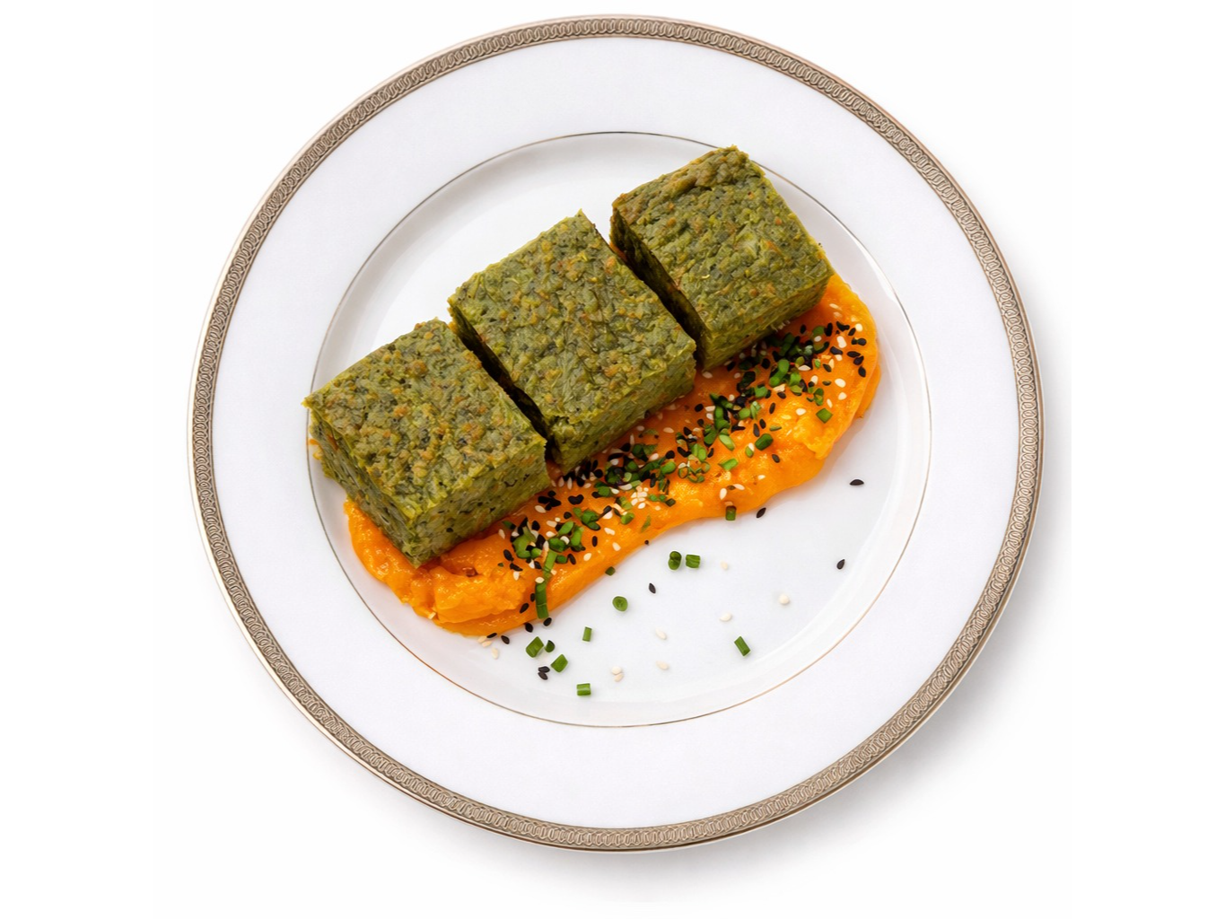 Croqueta de espinaca y pure de calabaza KETO