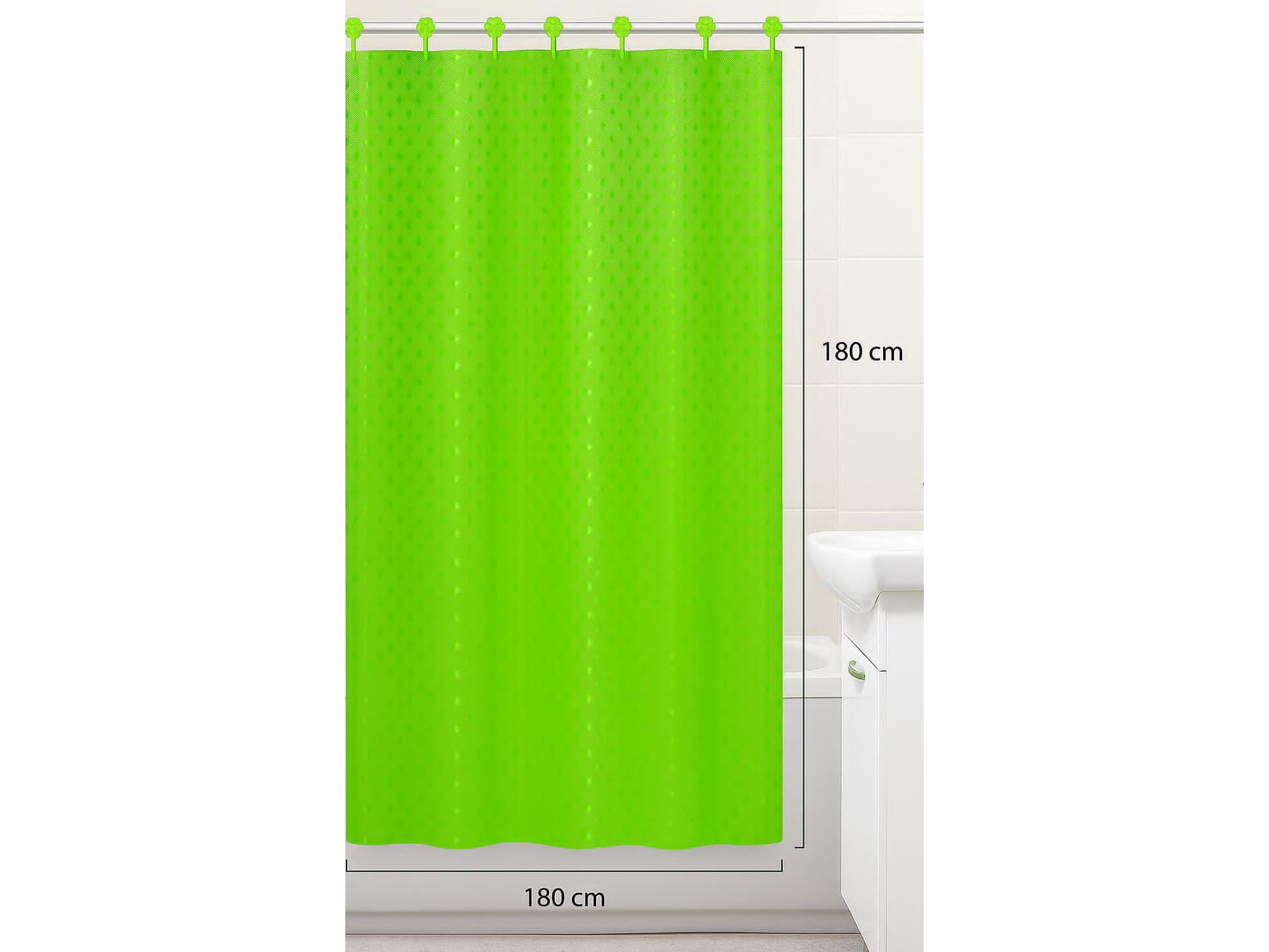 Cortina de baño: paño de tela + paño impermeable + ganchos color verde