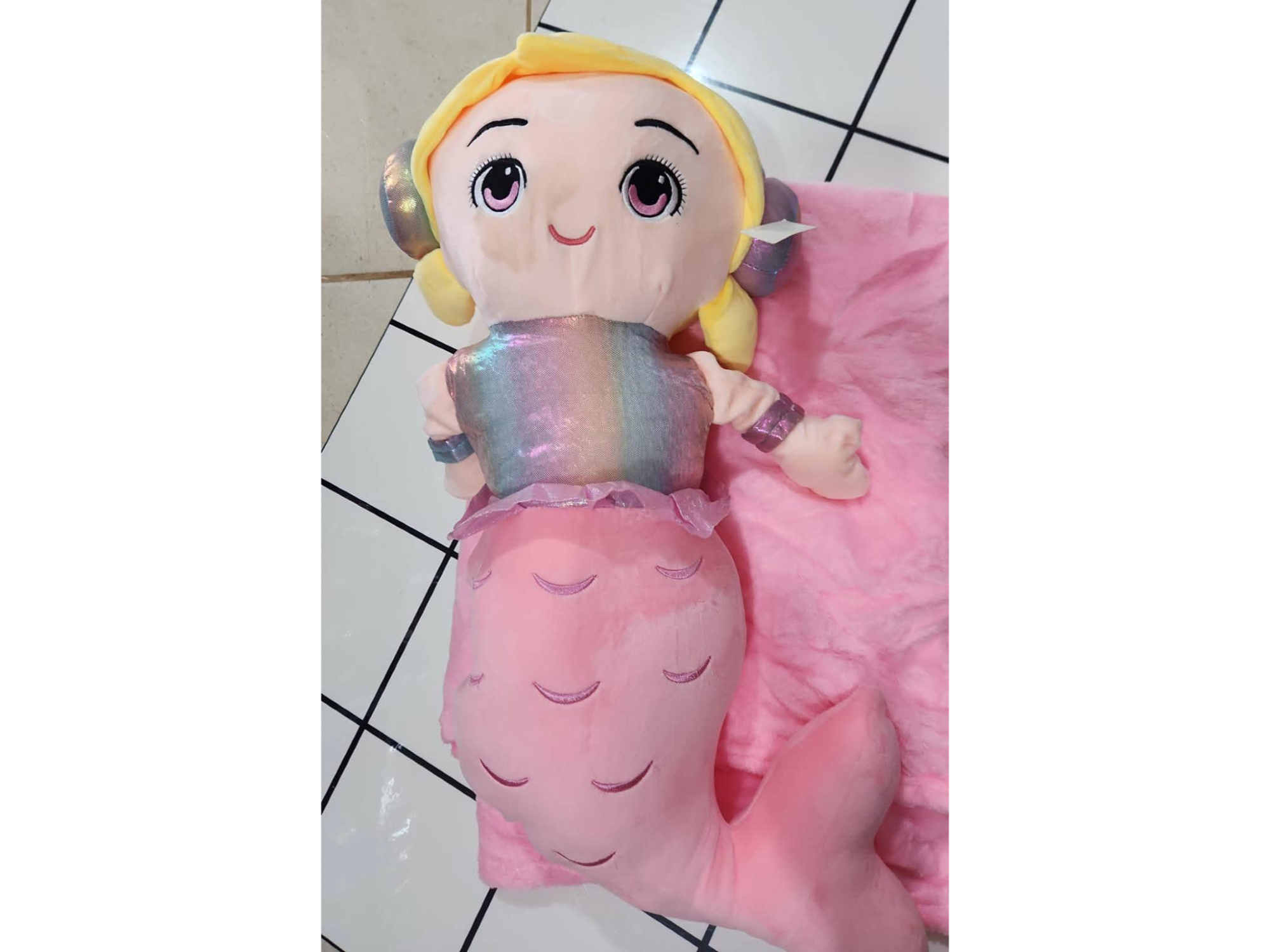 Peluches con manta sirena rosa