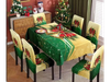 Juego de 9 piezas: 8 cubresillas + 1 mantel campanas fondo verde