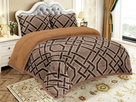 Cobertor 3 piezas Queen con corderito por dentro + fundas de almohadas