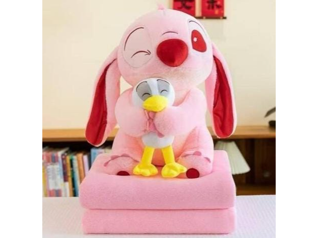 Peluches con manta stich rosa