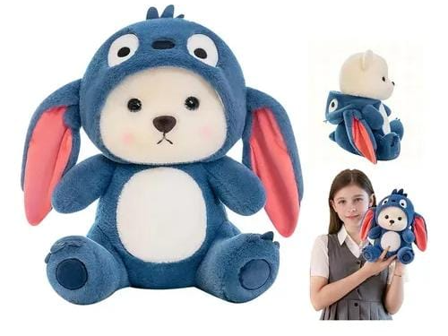 Peluches con manta  oso con disfraz azul