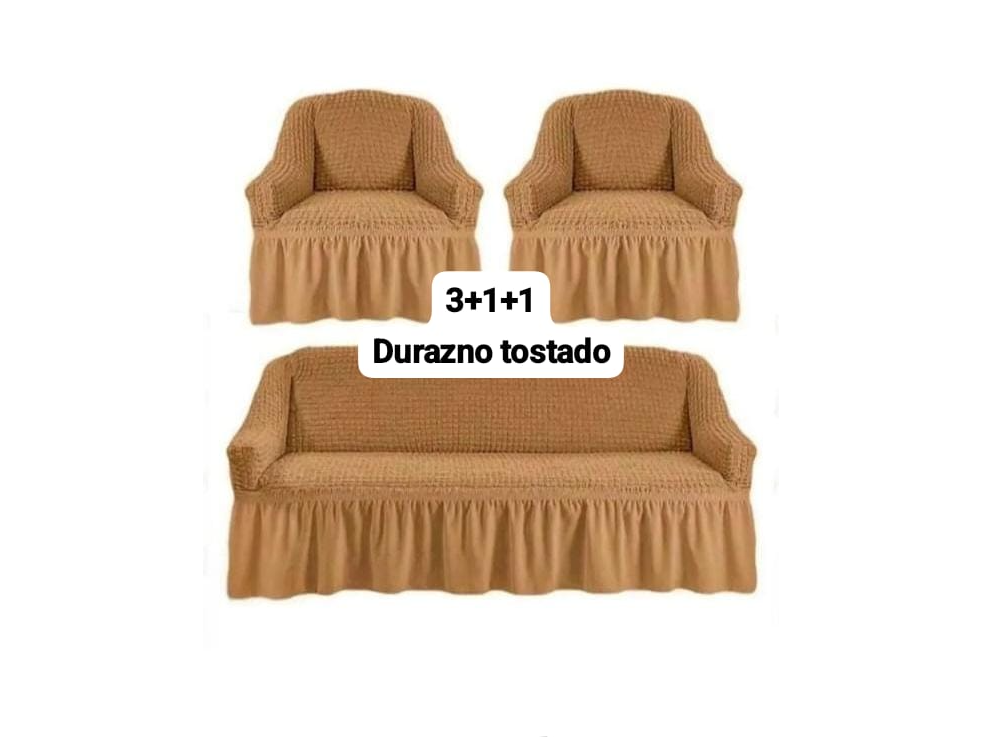 Set de Cubresillones 3+1+1 durazno tostado