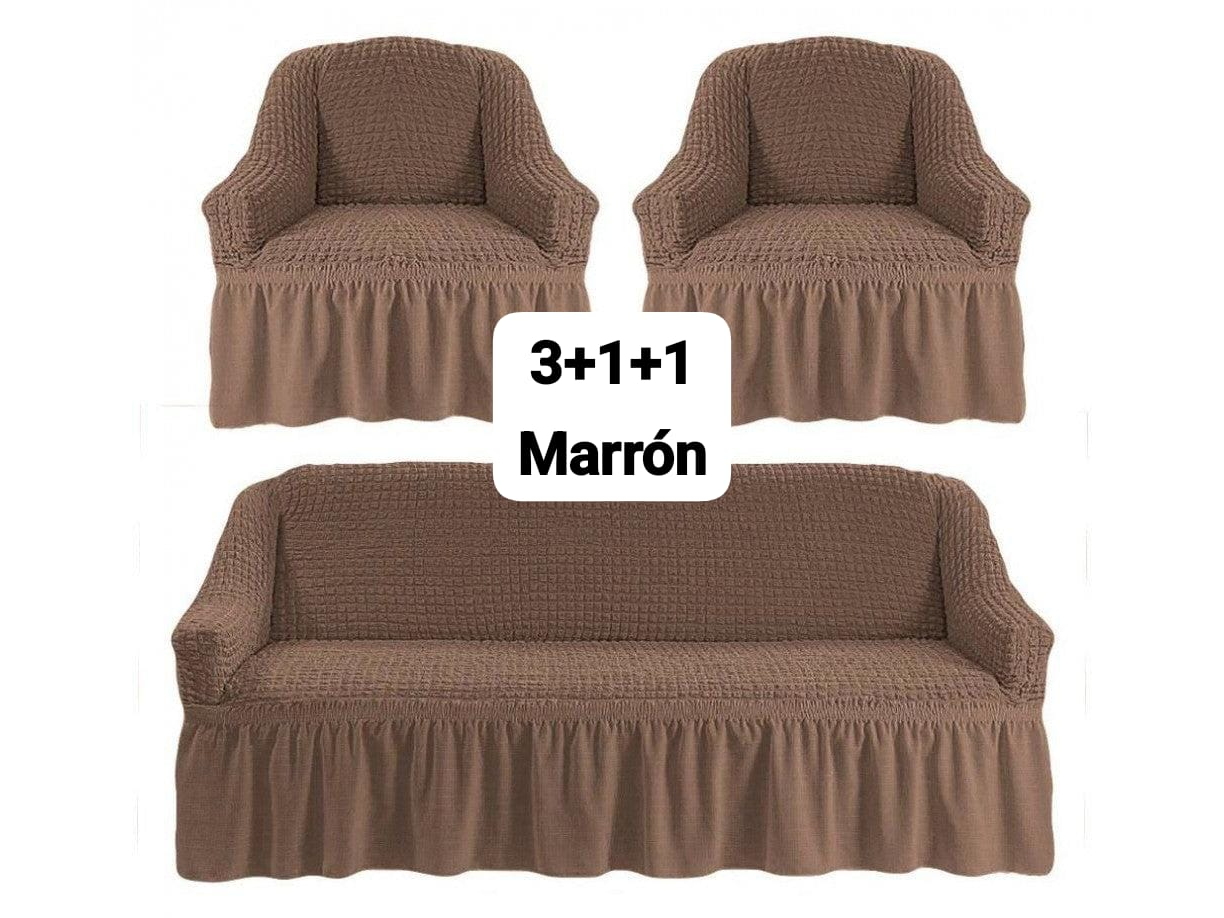 Set de Cubresillones 3+1+1 marrón