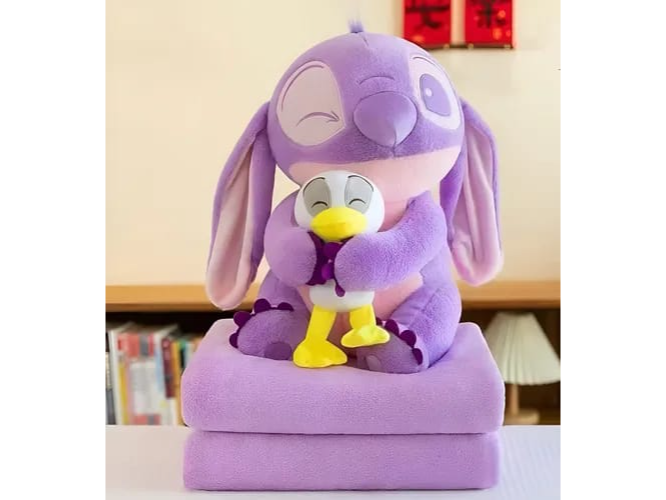 Peluches con manta stich lila