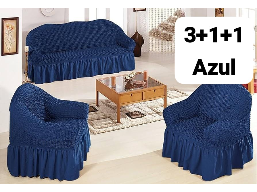 Set de Cubresillones 3+1+1 azul