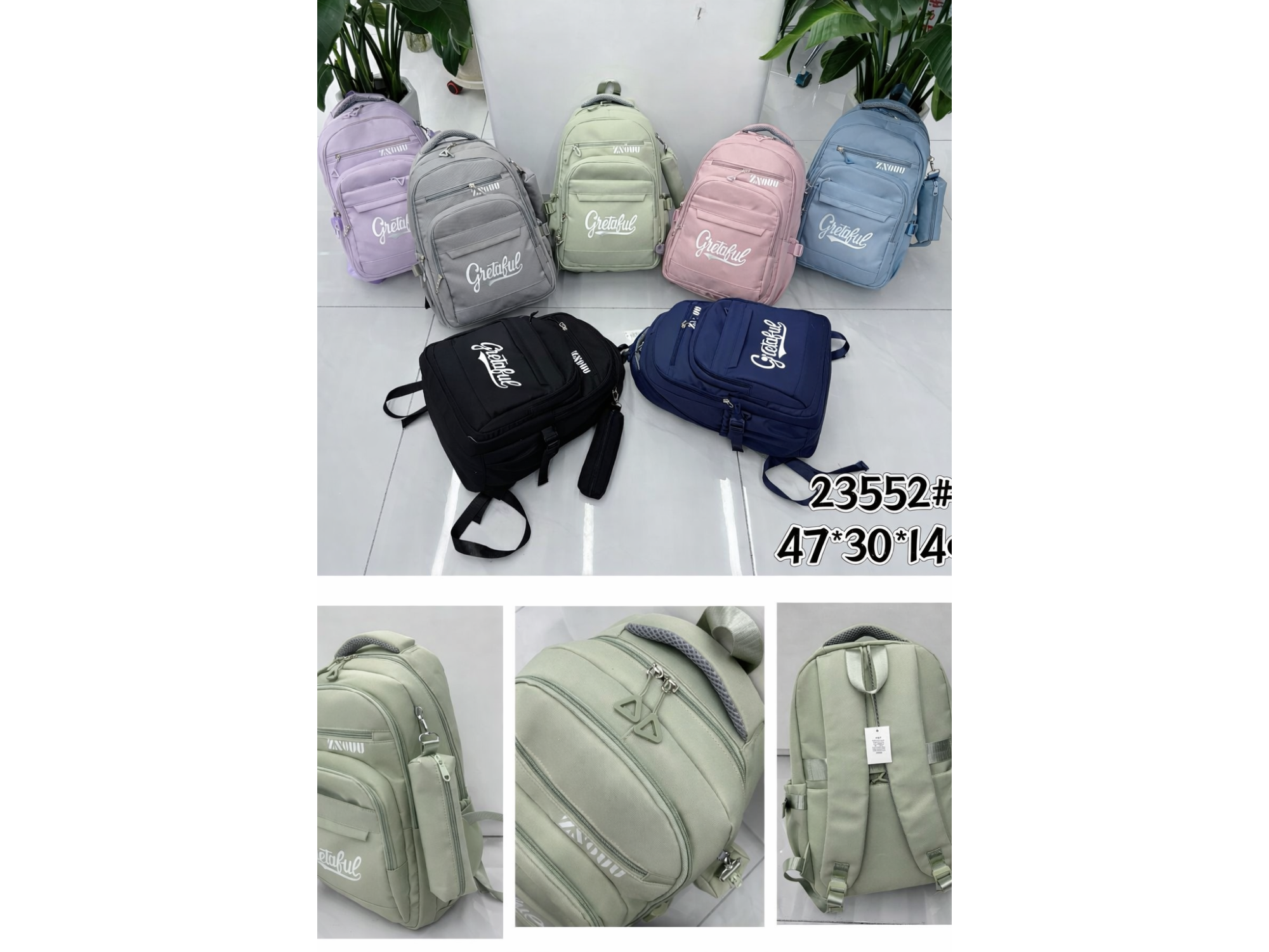 Mochila de mujer + cartuchera diseño gretaful