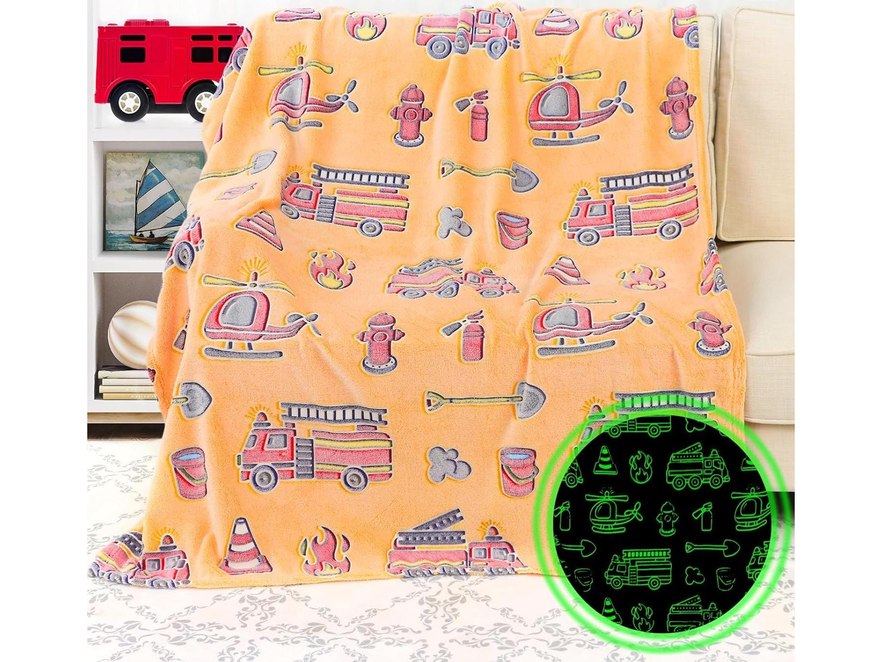 Manta Plush Luminosa de Bomberos