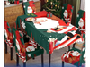 Juego de 9 piezas: 8 cubresillas + 1 mantel Papá Noel fondo rojo y verde