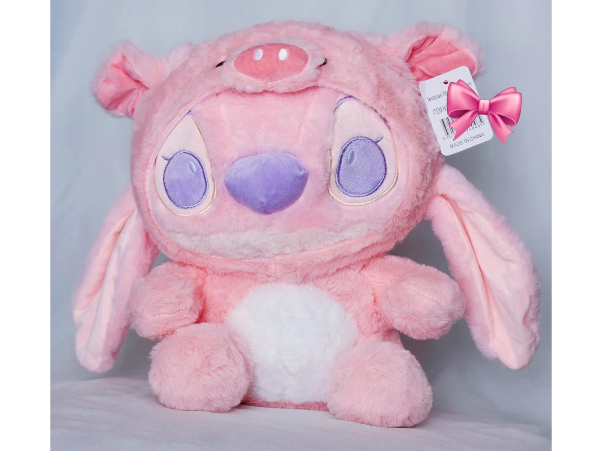 Peluches con manta  de stich rosa (manta estampada)