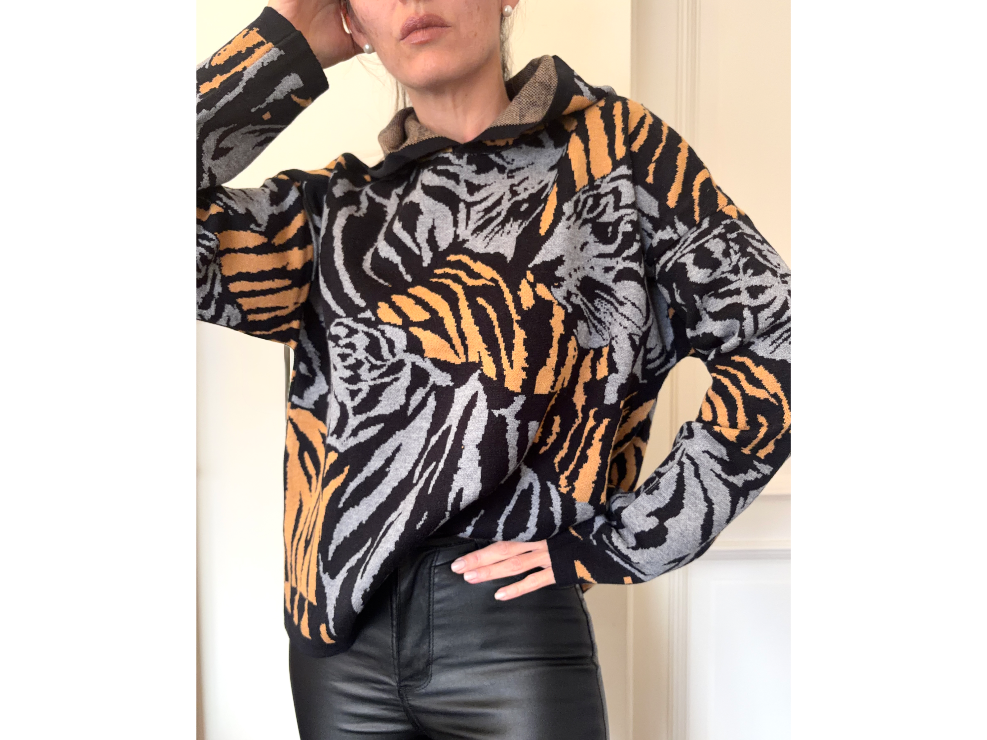Sweater Print Gris / Camel