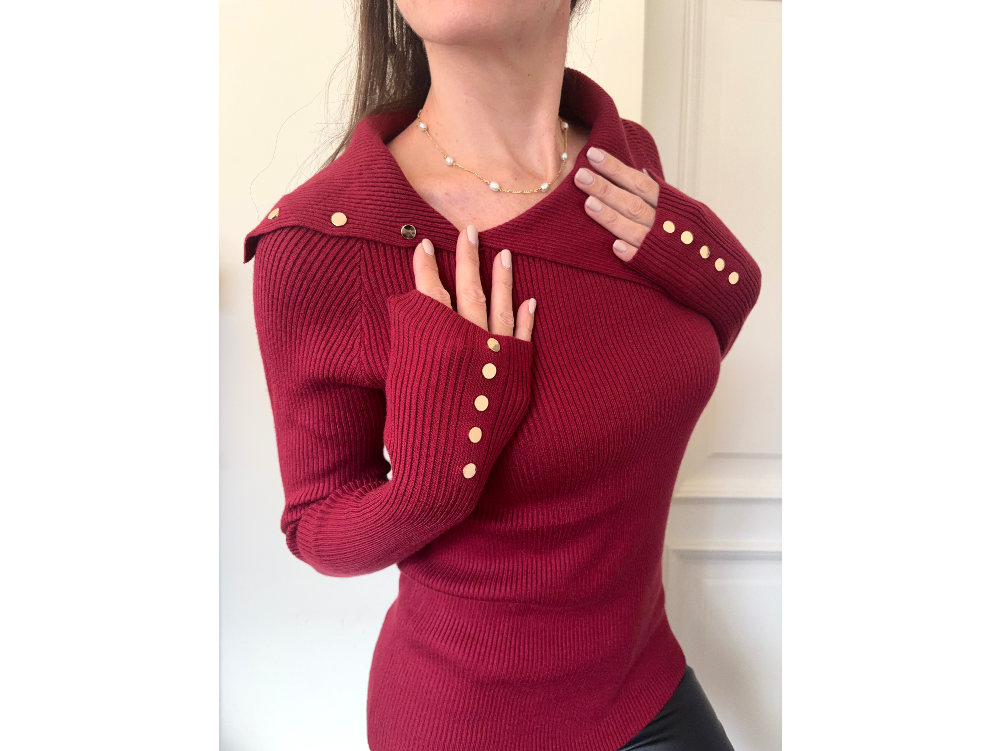 Sweater Cuello Bordo