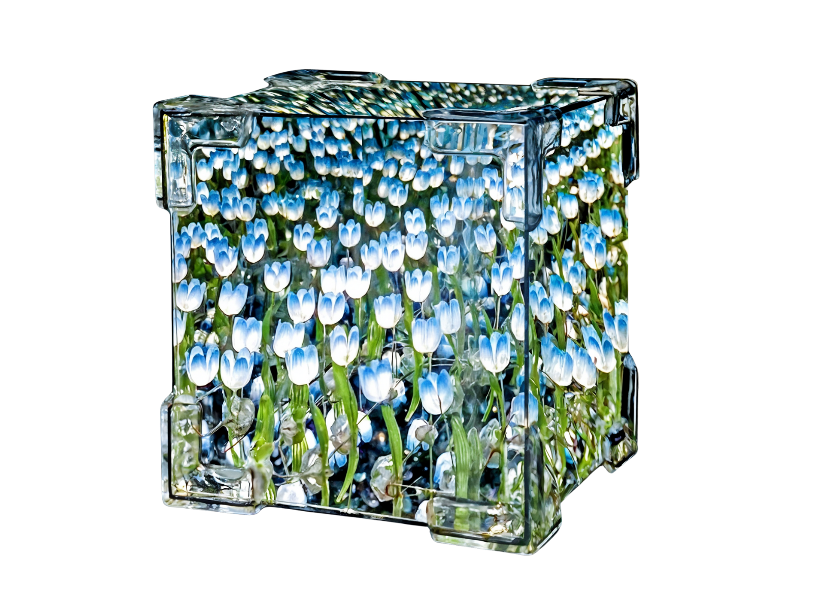 🌷🩵 Lámpara de Tulipanes LED Celeste 💡✨