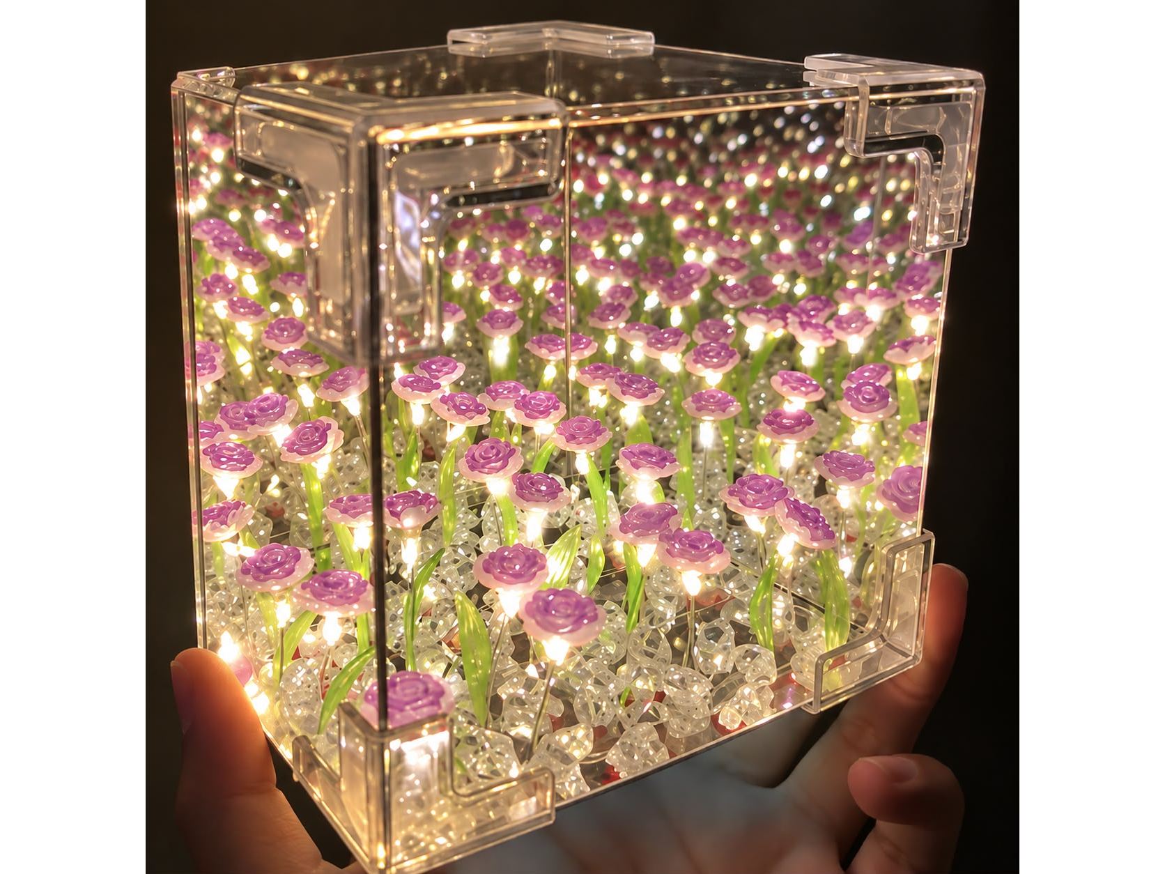 🌹💜 Lámpara de Rosas Eternas LED Violeta 💡✨