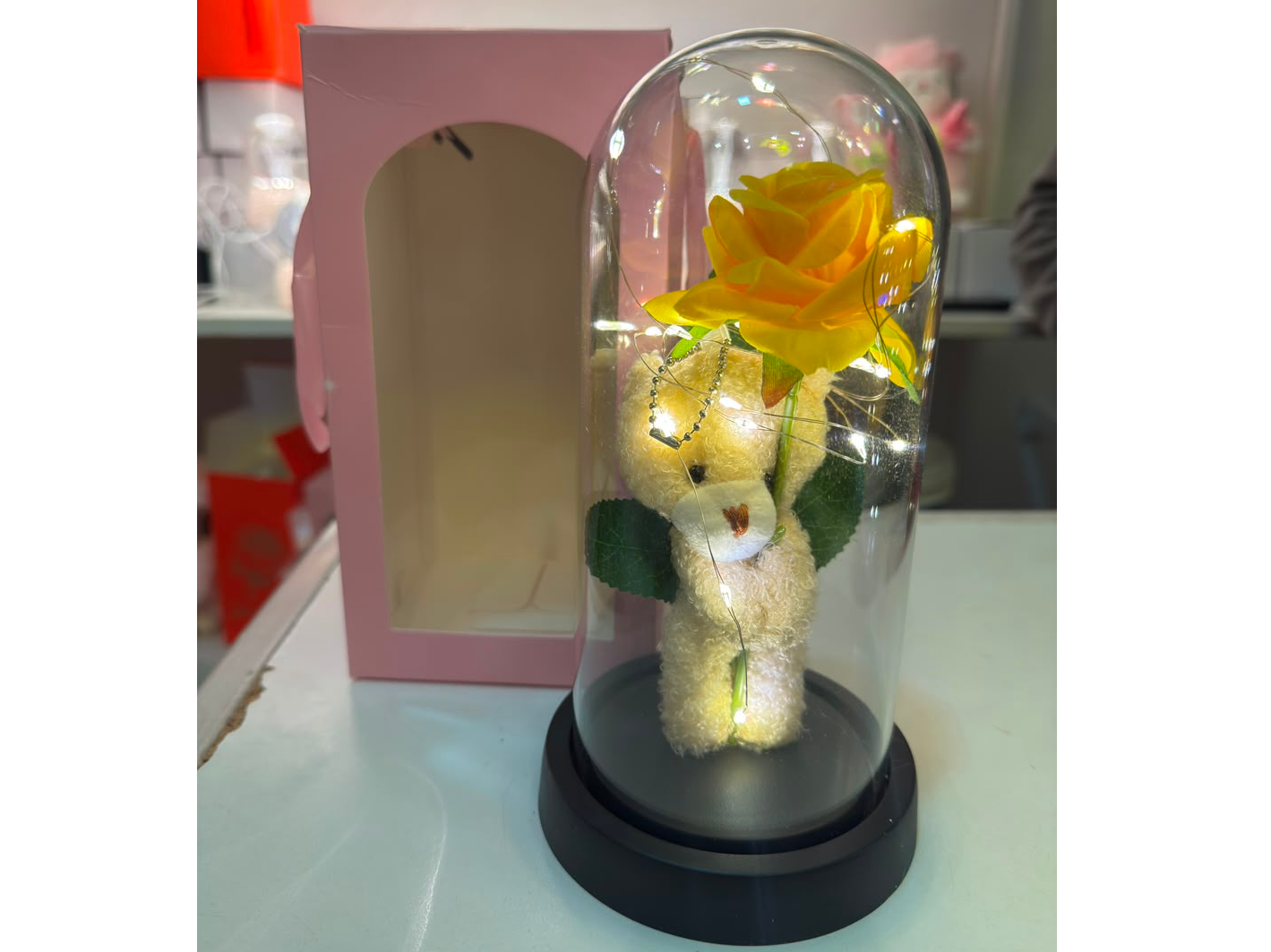 Cúpula Osito con Rosa Amarilla 🧸🌻✨