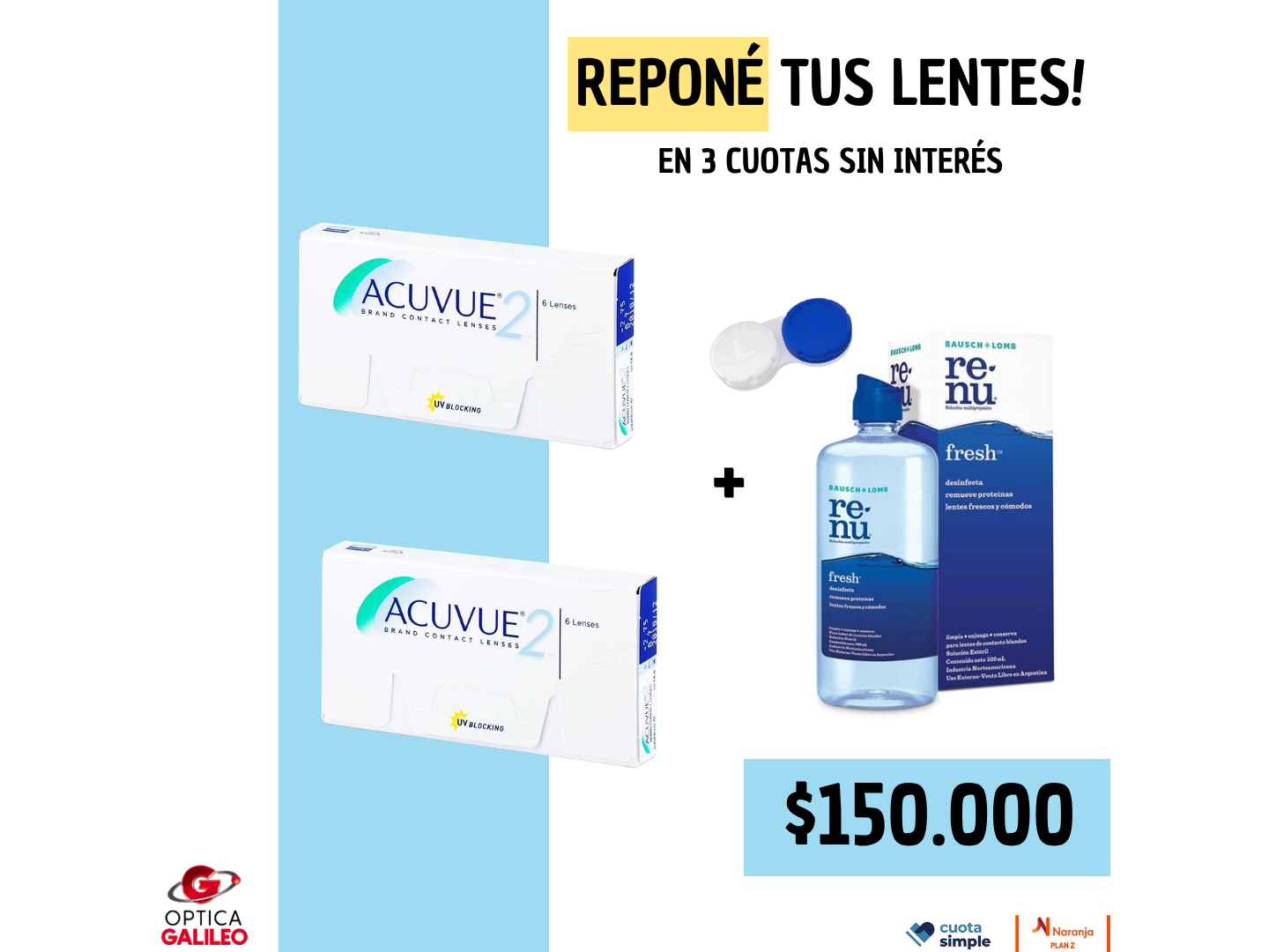 PROMO – 2 cajas de Acuvue 2 + RENU 120ml