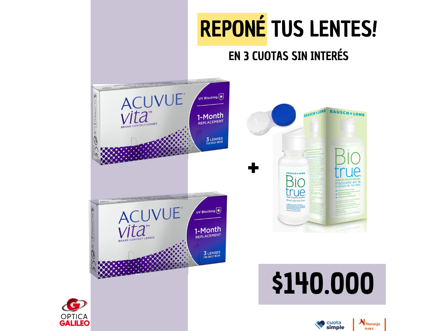 PROMO – 2 cajas de Acuvue Vita + BIOTRUE 60ml