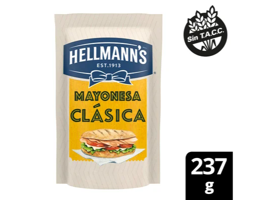 Mayonesa hellmanns doy pack x 237 g