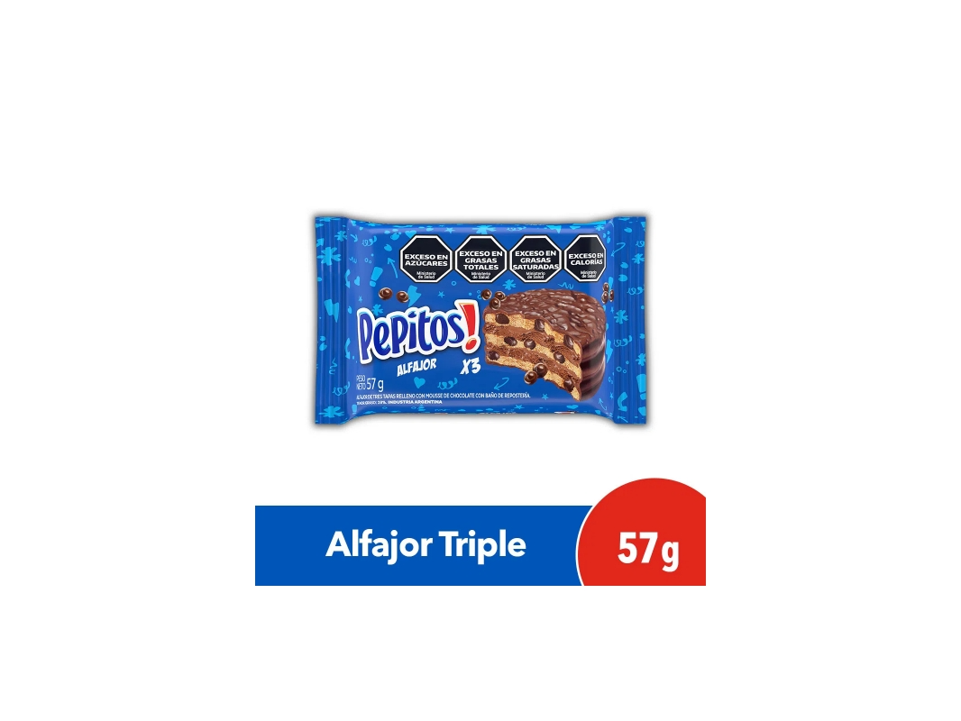 Alfajor triple pepitos  x 57 grs