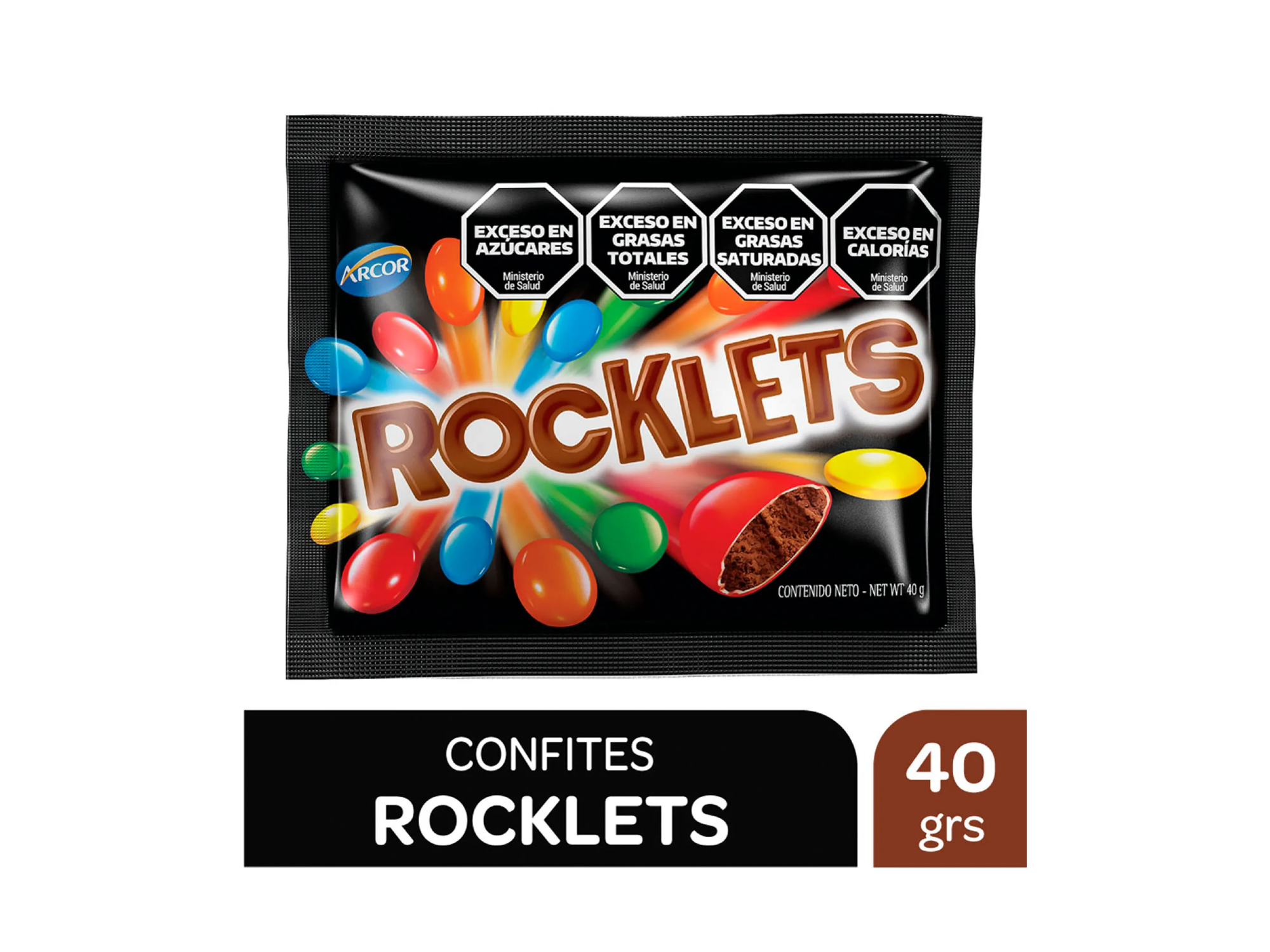 confites rellenos chocolate rocklets x 40 grs