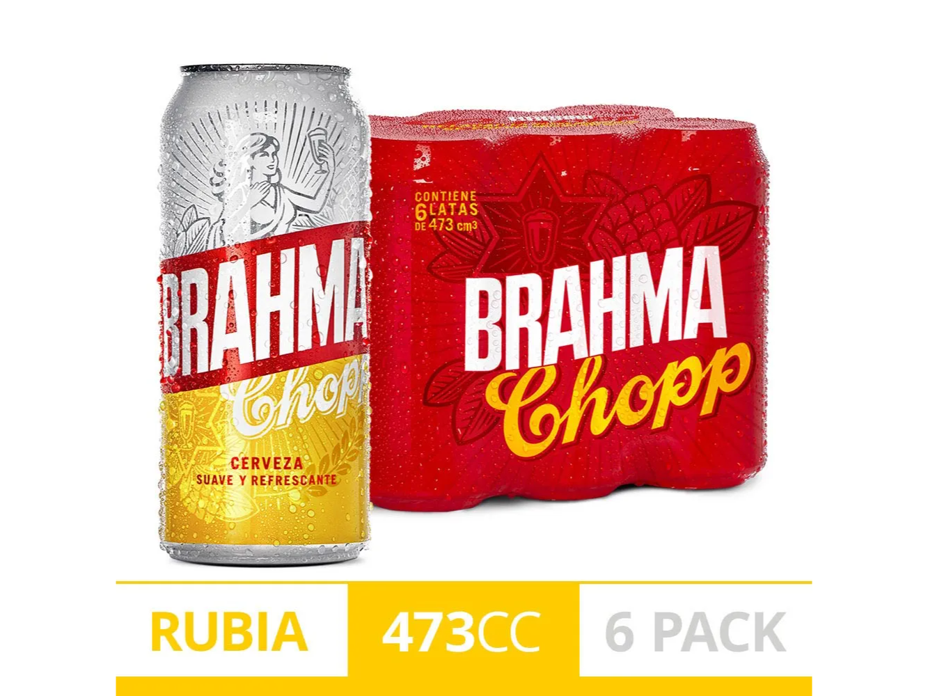 Cerveza Brahma Lata x 473 cc pack x 6
