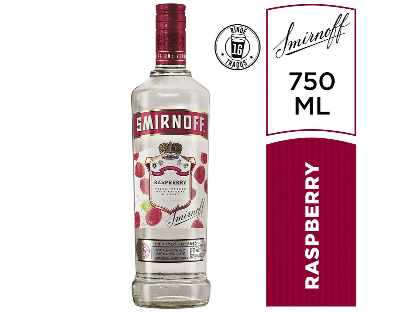 Vodka Raspberry Flavors Smirnoff x 700 cc