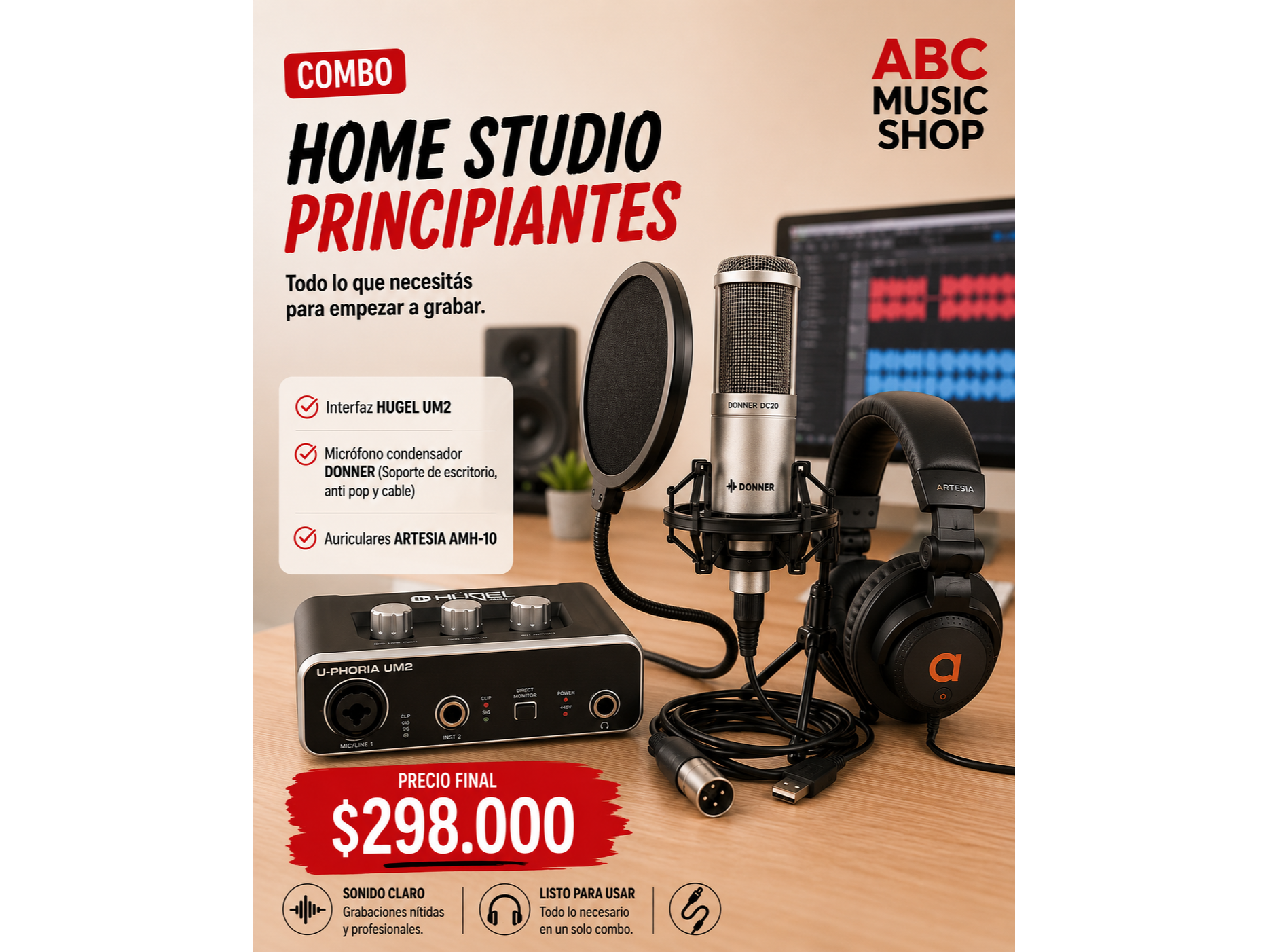 Combo Interfaz + Micro + Auris