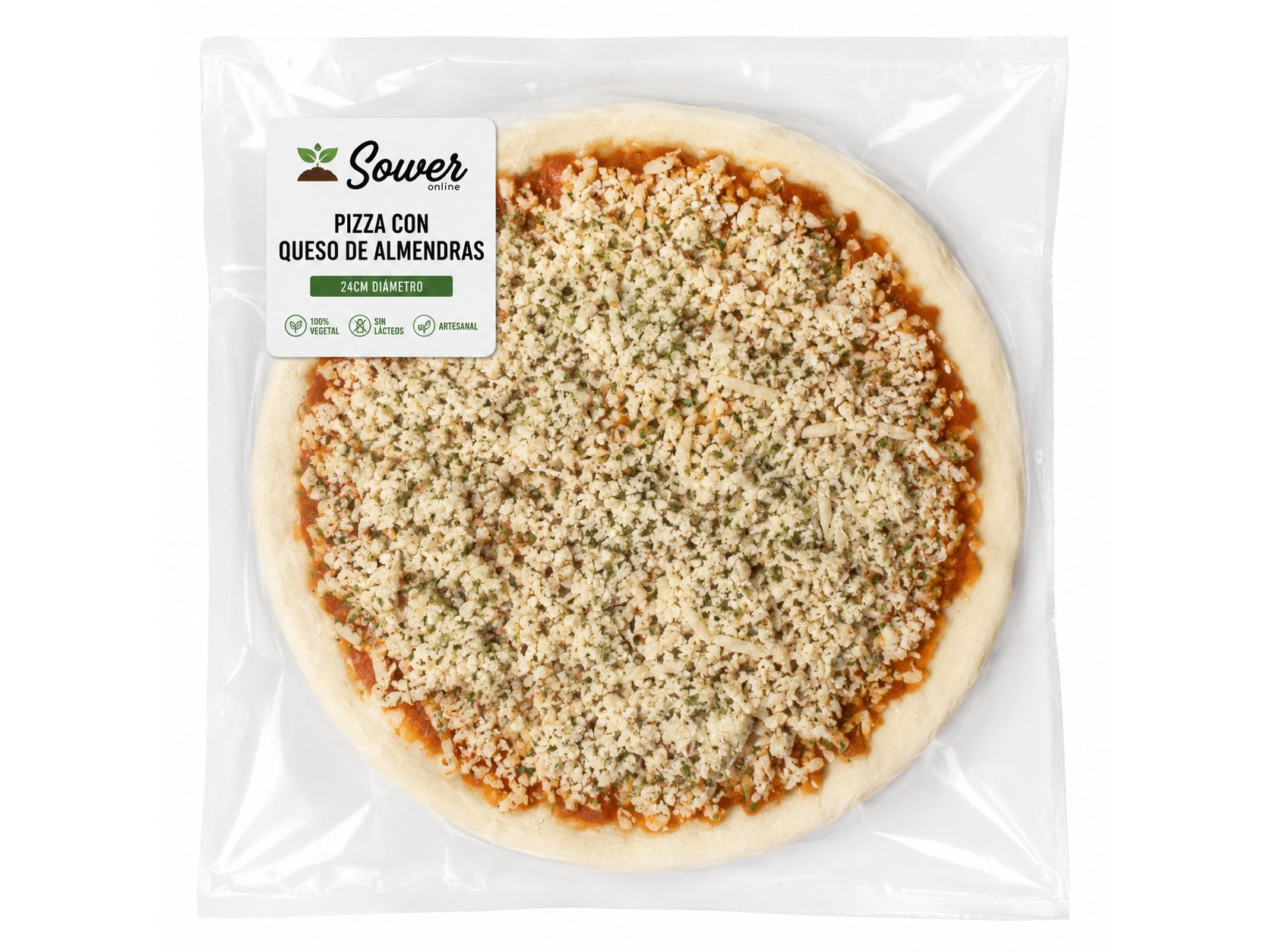 Pizza con queso de almendras 24cm