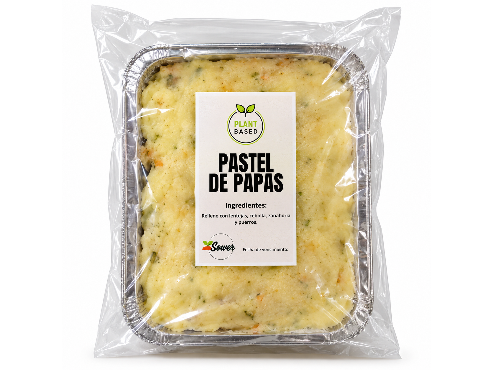 Pastel de papa Vegano relleno con lentejas