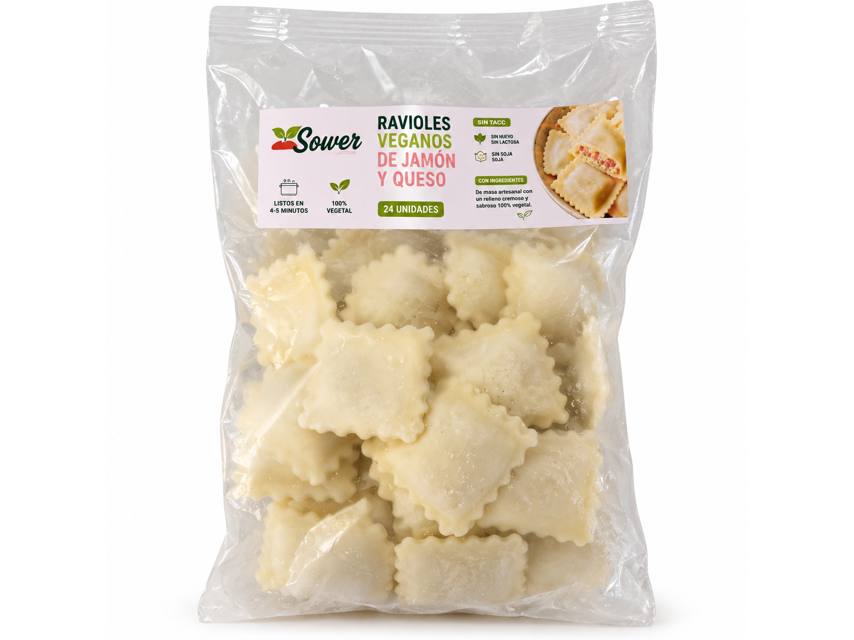 Ravioles Veganos de Jamón y Quesofu