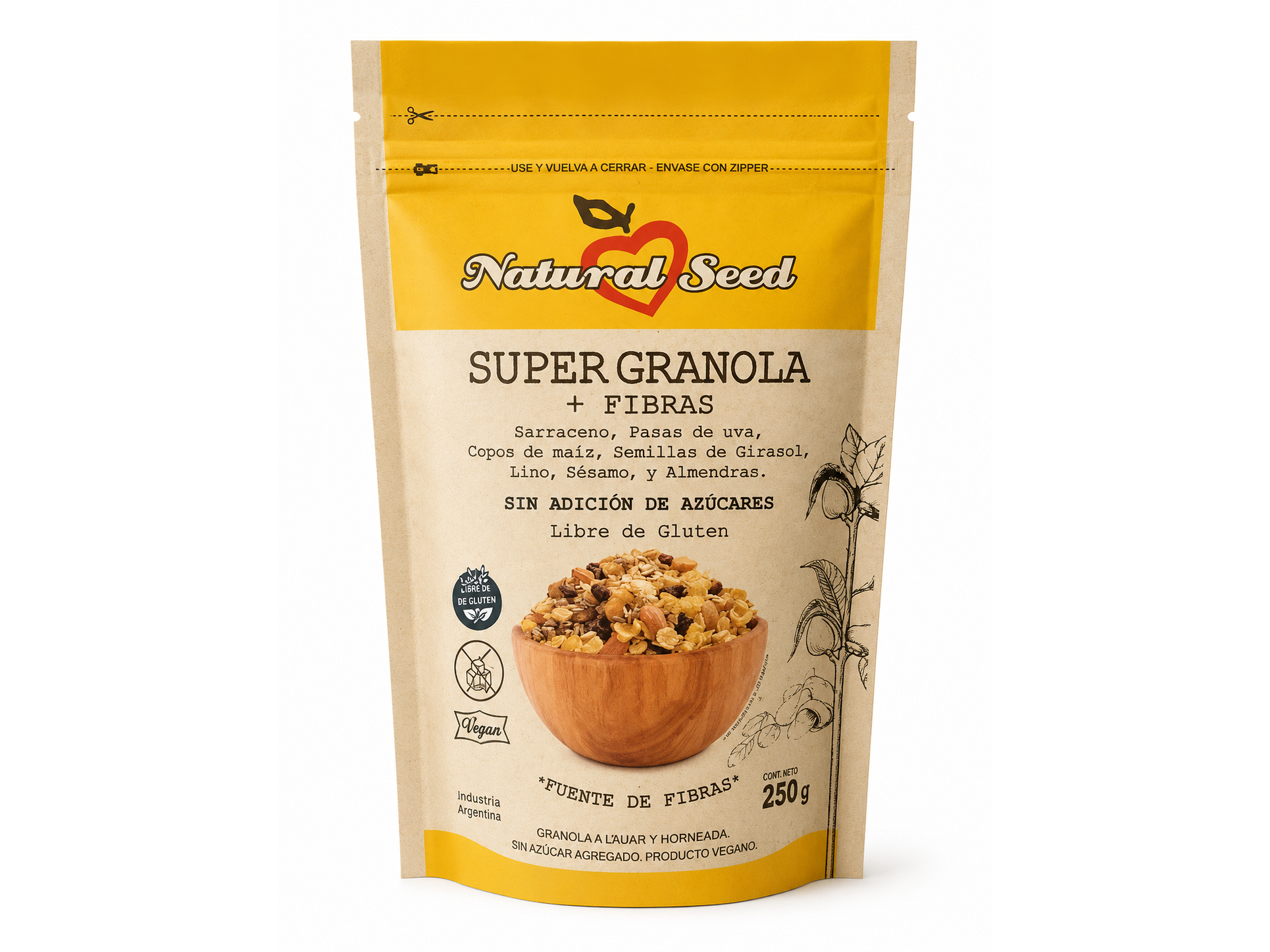 Super Granola + Fibras Natural Seed 250 g