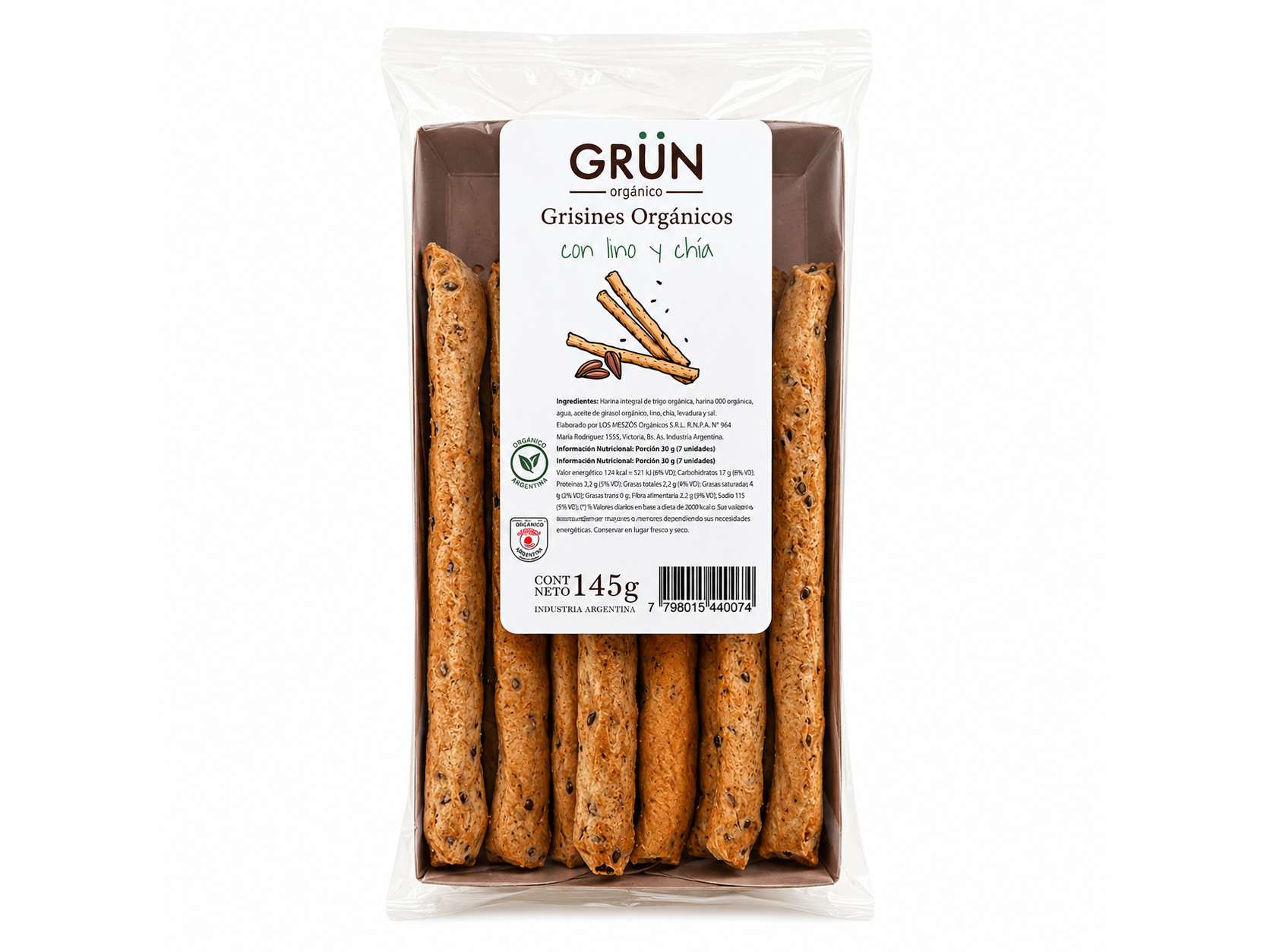 Grisines Orgánicos con Lino y Chía GRÜN