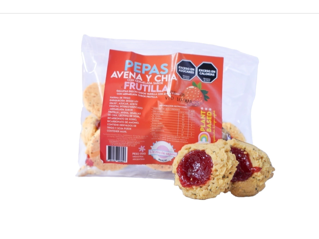 Pepas de Avena y Chía con Mermelada de Frutilla