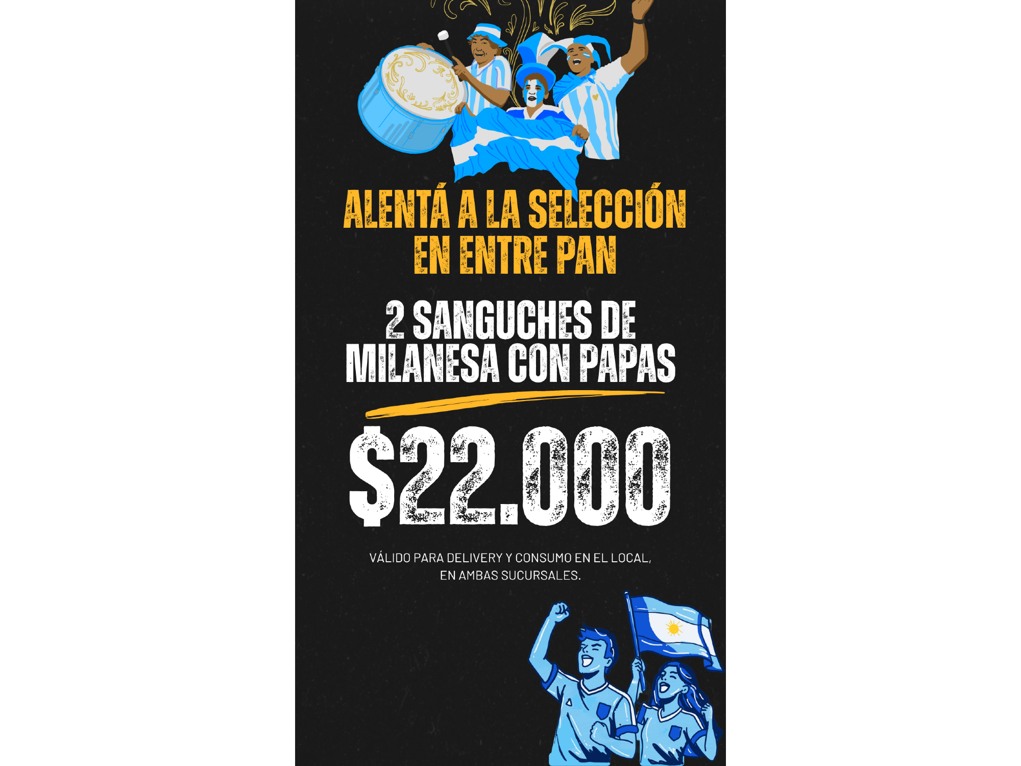 2 SANGUCHES DE MILA CON PAPAS