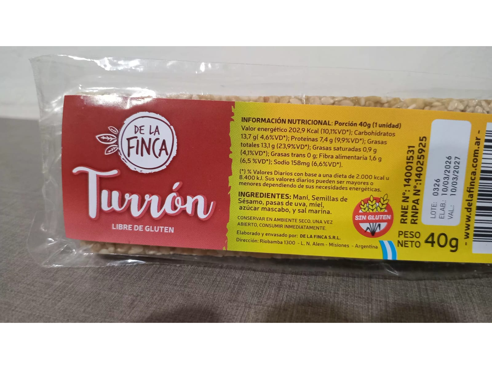 Turrón de semillas, pasas de Uva y Miel